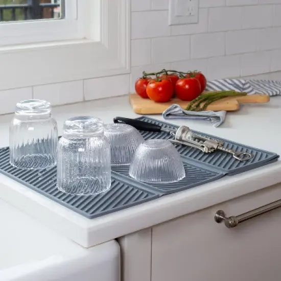 Better Houseware Expandable Silicone Drying Mat in Gray image {8}