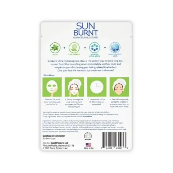 SunBurnt Ultra-Hydrating Face Mask - 4ct/0.84 fl oz image {1}