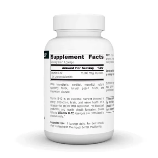 Vitamin B-12 Sublingual 2000mcg by Source Naturals, Inc.  -  200 Tablet image {1}