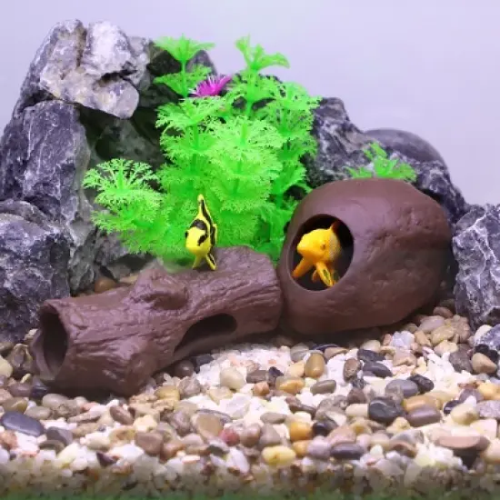 Unique Bargains Resin Aquarium Hideaway Rock Cave Fish Tank Decoration Brown 3.35''x2.76''x2.52'' image {5}