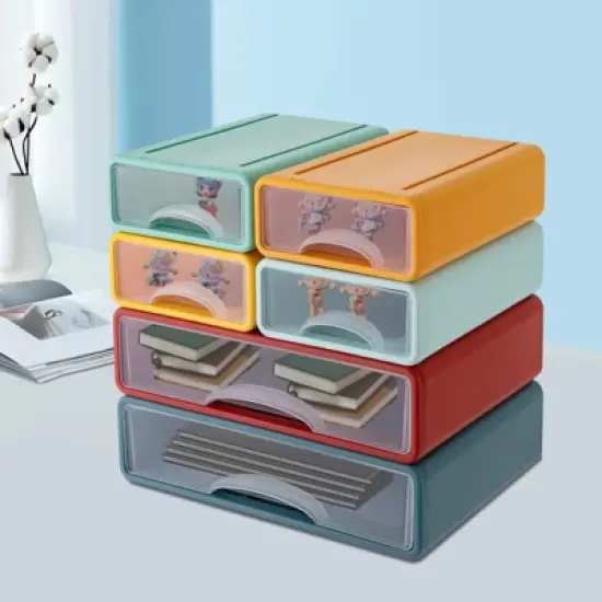 YIYIBYUS Desk Organiser With 6 Drawers, Plastic Office Table Organiser image {1}
