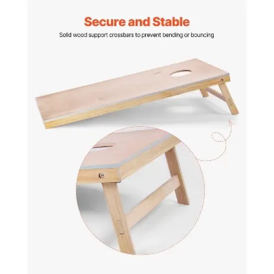 VEVOR Cornhole Set, 4x2 ft Corn Hole Game Boards, Solid Wood Portable Toss Board, Indoor and Outdoor Cornhole Play for Adults, Beige image {3}