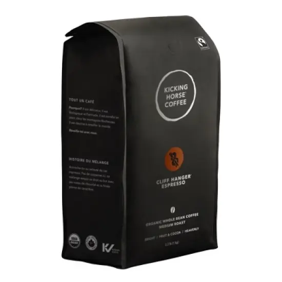 Kicking Horse Coffee Cliff Hanger Espresso Medium Roast Whole Bean 2.2 lb - Certified Organic Fairtrade Kosher Coffee image {7}