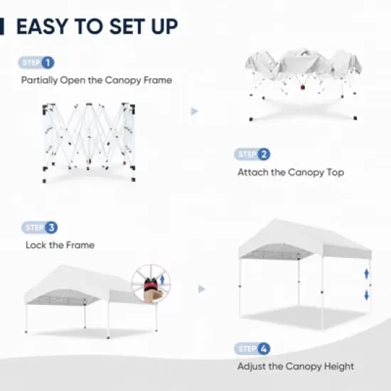 EAGLE PEAK 10x10 Easy Setup Pop Up Canopy w/Gable Roof, White image {4}