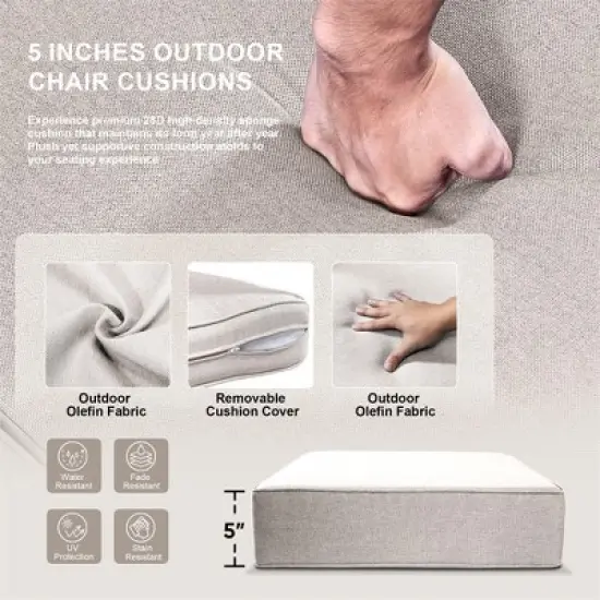 Gymojoy 6 Pieces Sofa Table Ottoman with Swivel Chairs image {4}