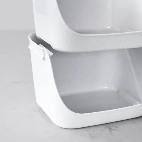 YouCopia 2pk Recycled Plastic ShelfBin Stacking Pantry Bins - Speckled White: Pantry Organizer, Multi-Compartments image {1}