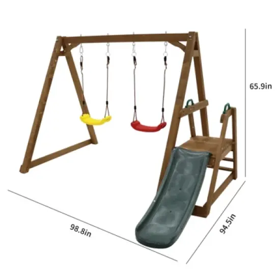 Dexmalle Wood Swing Set for Backyard image {6}