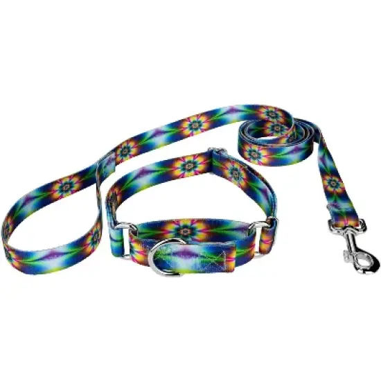 Country Brook Petz Tie Dye Flowers Martingale Dog Collar and Leash image {7}