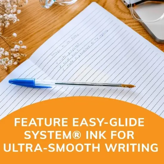 Bic Cristal Xtra Smooth Ballpoint Stick Pen Blue Ink 1mm Medium Dozen MS11BE image {1}