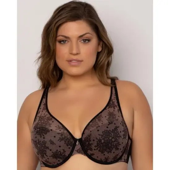 Curvy Couture Women's Sheer Mesh Plunge T-shirt Bra image {16}