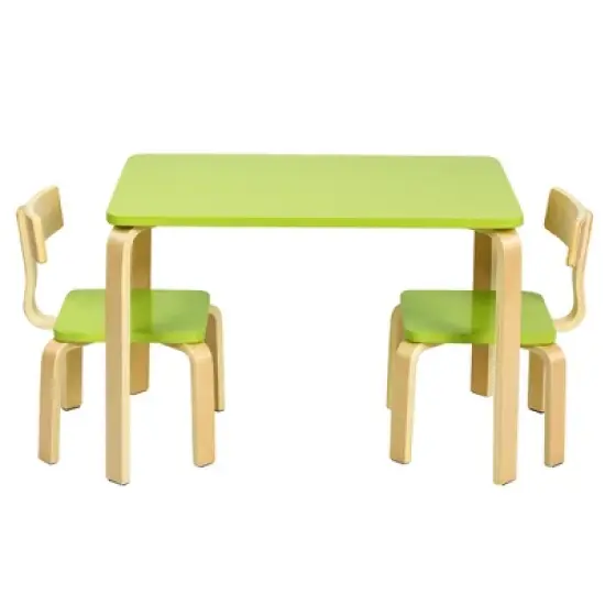Costway 3 Piece Kids Wooden Table and 2 Chairs Set Children Activity Art Desk Furniture/Activity Art Desk Furniture image {10}