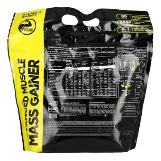 ALLMAX Sport, ALLMASS&reg;, Advanced Muscle Gainer, Vanilla, 5 lbs (2.27 kg) image {1}