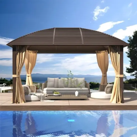 EROMMY 13 Ft. W X 10 Ft. D Aluminum Patio Gazebo image {5}