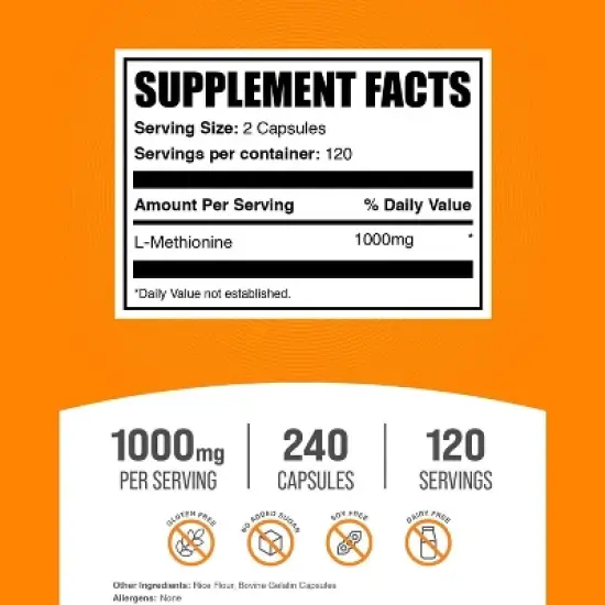 BulkSupplements L-Methionine Capsules image {1}