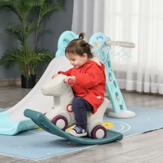 INFURNIC Baby Walkers Kids 2 in 1 Rocking Horse Sliding Car Indoor Outdoor Use Detachable Base, Wheels, Smooth Materials, Grey, 29.25"*14.25"*17.25" image {5}