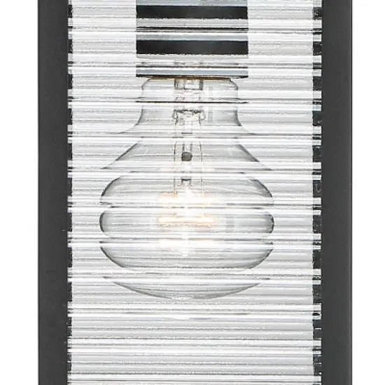John Timberland Cameron Mission Outdoor Wall Light Fixture Textured Black Motion Sensor Dusk to Dawn 13 3/4" Clear Stripped Glass for Post Exterior image {2}
