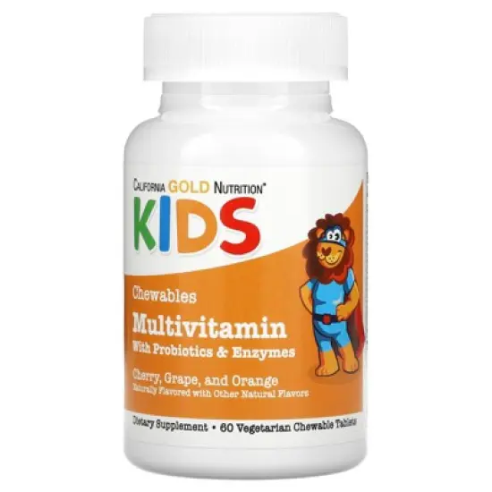 California Gold Nutrition Chewable Multivitamins with Probiotics & Enzymes for Children, Assorted Fruit, 60 Vegetarian Tablets image {3}