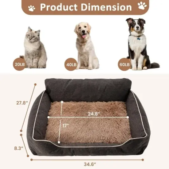 Heynemo Medium Dog Bed with Anti-slip Bottom & Removable Washable Cover, Plush Pet Bed for Dogs and Cats, Cat Couch Bed for Indoor, Outdoor image {4}