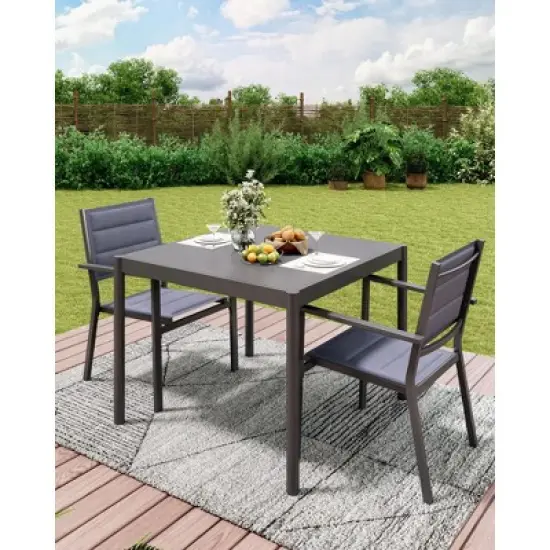 34.65" Aluminum Outdoor Dining Table for 4, Large Rectangular Patio Table with E-Coating for Backyard, Deck, Garden, Lawn image {3}