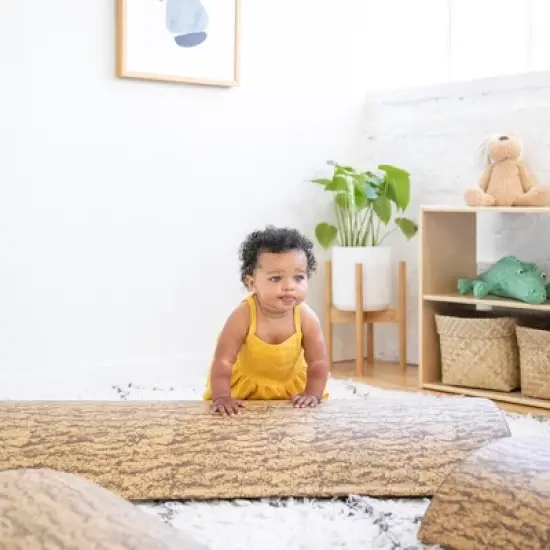 ECR4Kids SoftZone Tree Log Climber Set, Balance Builders, Chocolate, 4-Piece image {3}