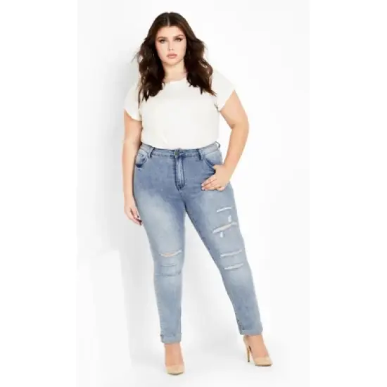Women's Plus Size Harley Desire Rip Jean - Light Wash | CITY CHIC image {5}