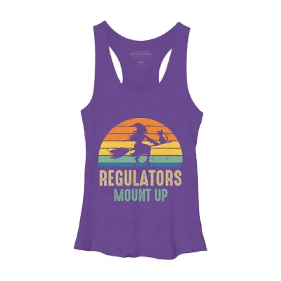 Women's Design By Humans Regulators Mount Up Halloween Witch By RedBirdLS Racerback Tank Top image {8}