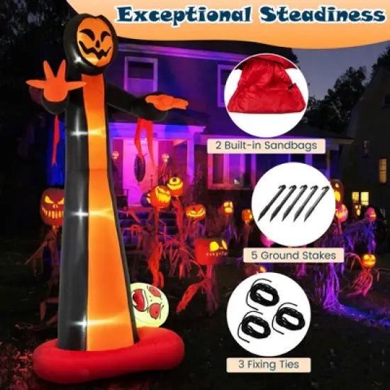 Costway 12 FT Inflatable Grim Reaper Ghost Large Halloween Inflatables with Built-in LED Lights and Scary Skull image {3}