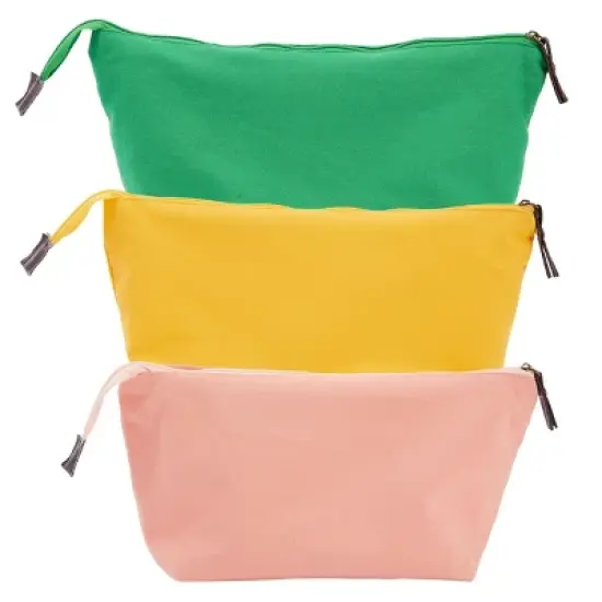 Glamlily 6 Pack Small Canvas Makeup Bags with Zipper for Women, 3 Colors/Designs (8 x 4 x 6 In) image {4}