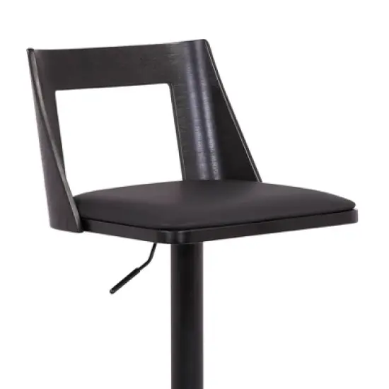 Milan Adjustable Swivel Faux Leather Metal Barstool Black - Armen Living image {5}