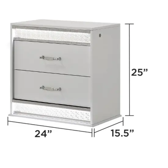Glam Modern Style 2-Drawer Night stand Made with Wood in White same asG150108644 (NJ inventory) image {1}