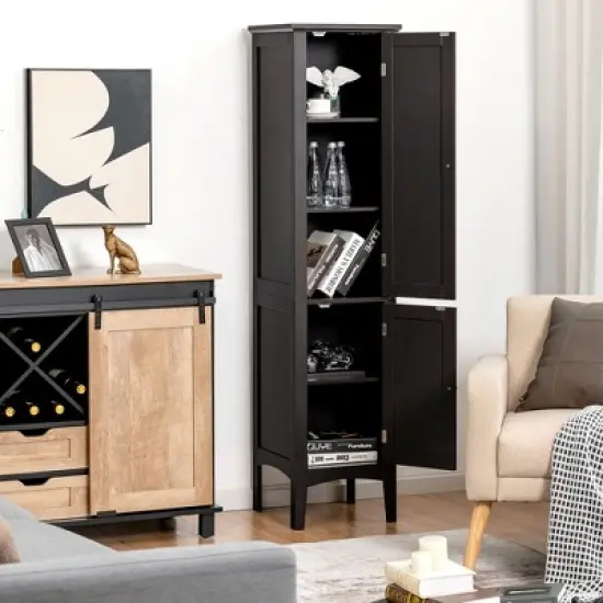 Costway Freestanding Bathroom Storage Cabinet Linen Tower Kitchen Living Room Grey\Black\Brown\White image {3}