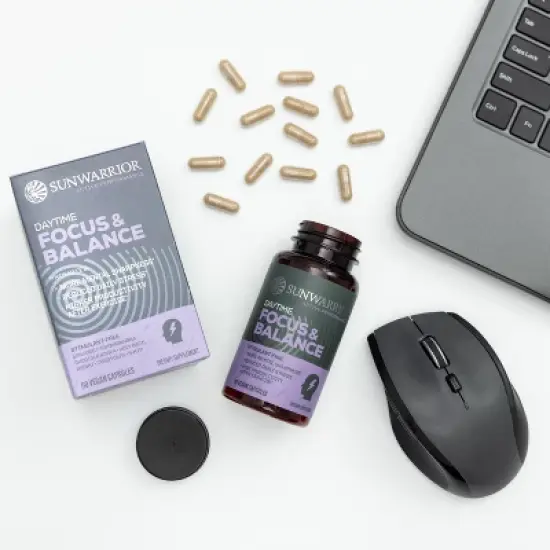 Daytime Focus & Balance Supplement Capsules, Supports Brain Health for Clarity & Mental Focus, Enhanced Mental Resilience, Sunwarrior, 60ct image {1}