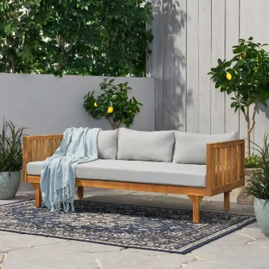 GDFStudio Bordeaux Acacia 3-Seater 67" Outdoor Sofa with Water-Resistant Cushions image {14}