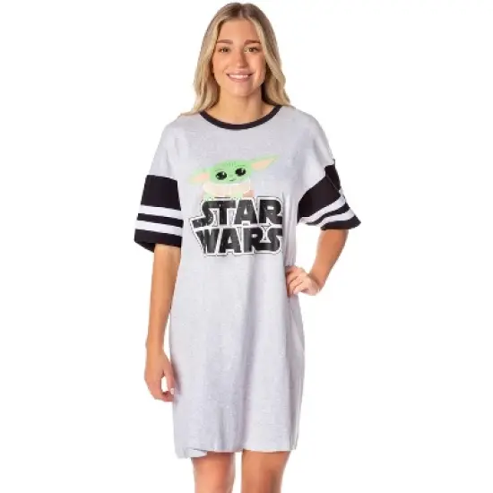 Star Wars Womens' The Mandalorian Grogu Baby Yoda Nightgown Pajama Dress Grey image {4}
