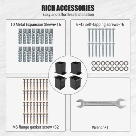 Post Base, Post Bracket - 4 PCS Heavy Duty Metal 4x4 with Partition, Powder-Coated Anchor for Deck, Pavilion, Railing Support image {2}