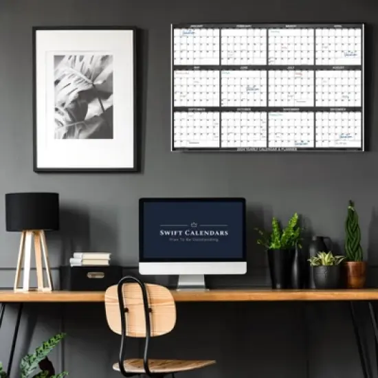 SwiftGlimpse 2024 Yearly Wall Calendar & Planner 24"x36" Chalkboard image {1}