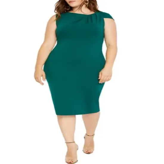 ELOQUII Women&rsquo;s Plus Size Twisted Shoulder Sheath Dress image {1}