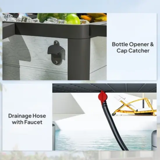 Outsunny 104 Quart Patio Cooler Cart, Outdoor Beverage Rolling Ice Chest with Bottle Opener and Shelves for Pool Deck BBQ Cookouts Party image {4}