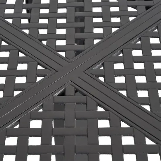 GDFStudio Dinah Outdoor Cast Aluminum Square Dining Table with Woven Accents image {5}