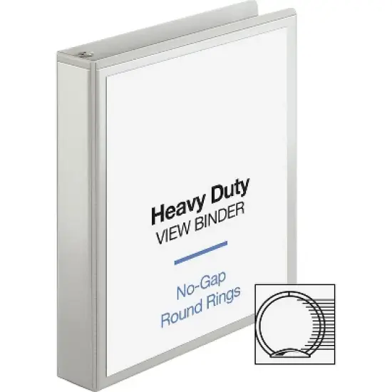 Business Source View Binder Round Ring 1-1/2" Cap Letter-size White 19651 image {7}