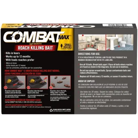 Combat Max 12 Month Roach Killing Bait Small Roach Bait Station - 18ct image {7}