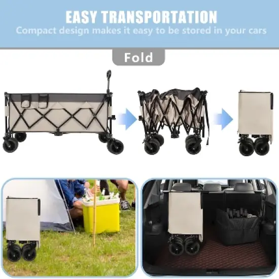 51-inch Extended Heavy-Duty Foldable Utility Wagon - 480lbs Capacity, Patented Ultra-Stable Frame, khaki- Gray image {5}