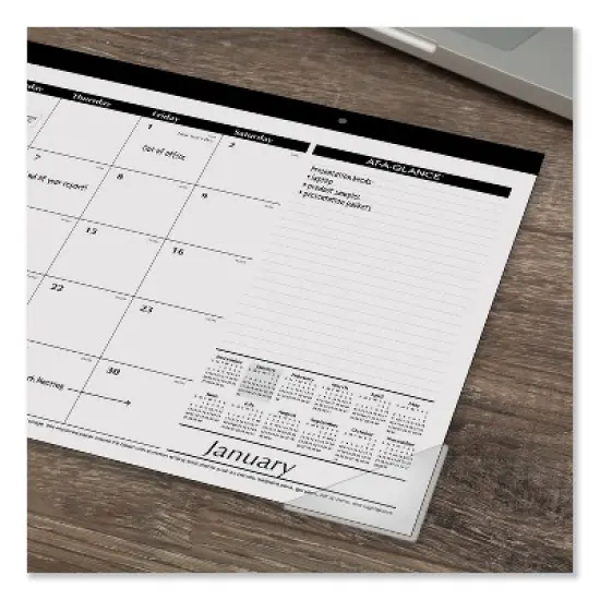 Compact Desk Pad, 18 x 11, White Sheets, Black Binding, Clear Corners, 12-Month (Jan to Dec): 2026 image {2}