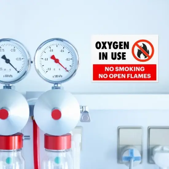 Avery Oxygen in Use No Smoking Sign Label Stickers, Waterproof, UV Resistant, Preprinted, 5" x 3.5", 8 Stickers image {2}