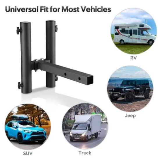 Yescom 1 9/16" Hitch Mount Dual Flag Pole Holder Bracket for Truck Car Trailer SUV RV Jeep image {5}