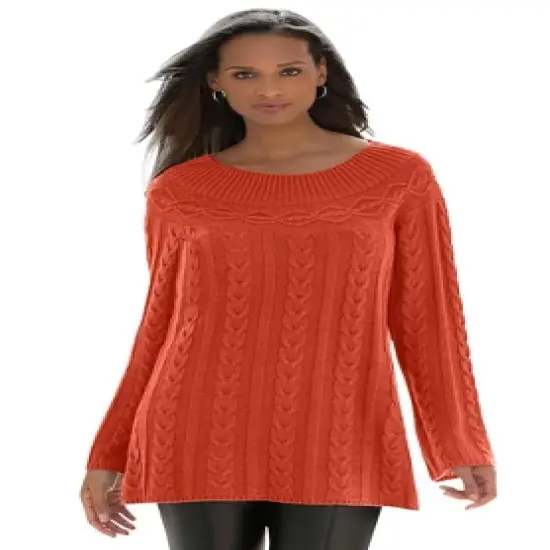 Jessica London Women&rsquo;s Plus Size Cable Sweater Tunic image {4}