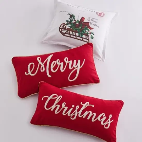 Yuletide Merry Holiday Decorative Pillow Red - Levtex Home image {1}