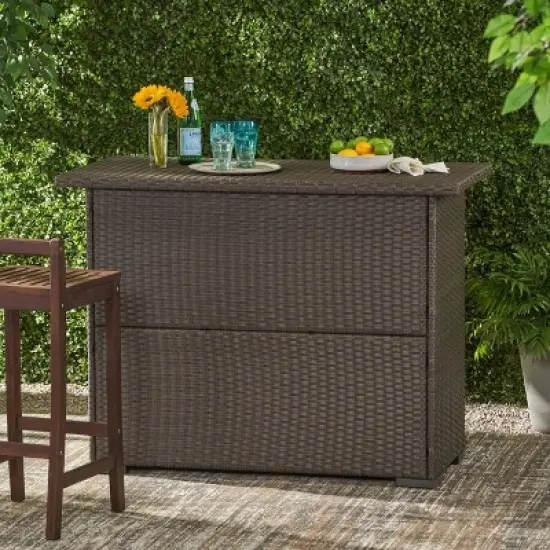 Trinidad Wicker Bar - Dark Brown - Christopher Knight Home image {1}