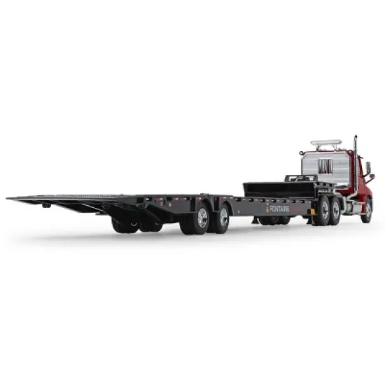 First Gear 1/34 Red & Black Freightliner 2018 Cascadia w/ Fontaine Traverse Hydraulic Trailer 10-4263 image {1}