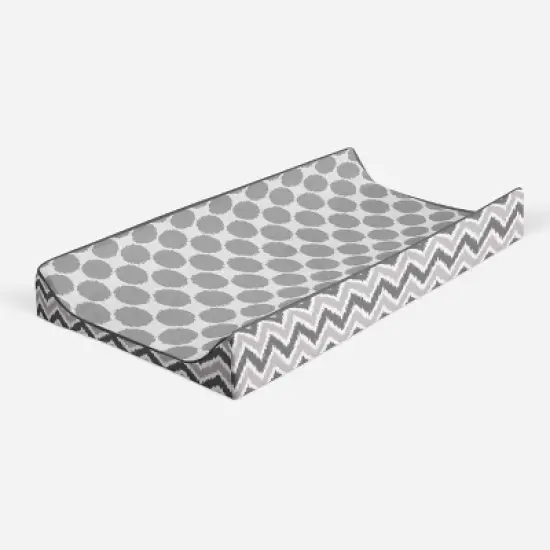Bacati - Ikat Zigzag Gray Dots Muslin Changing Pad Cover image {6}